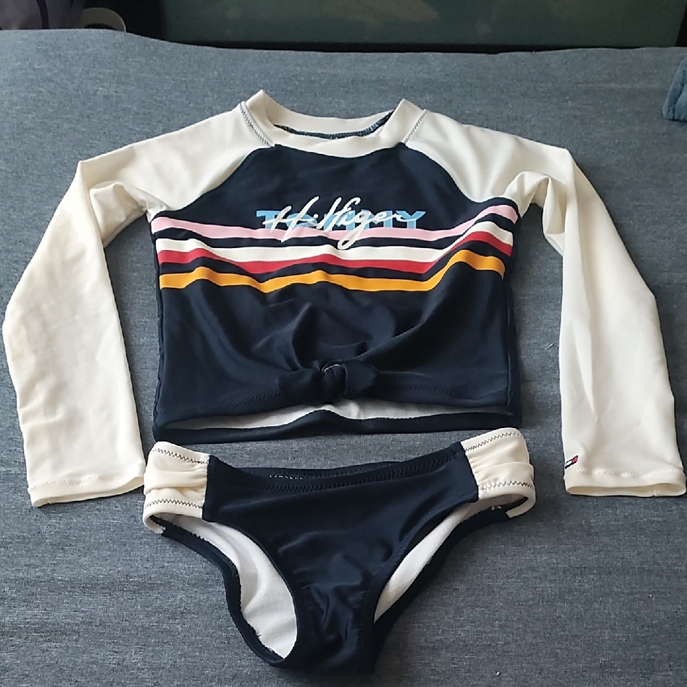 Tommy Hilfiger Kids Rashguard Set - Navy, Cream, and Pink